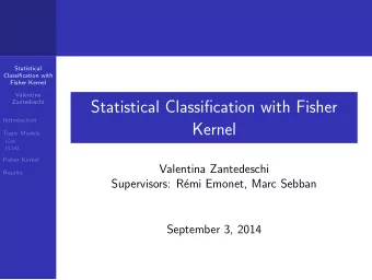 Statistical Classification with Fisher  Zantedeschi  Introduction  Kernel  Topic Models  LDA  PLSM