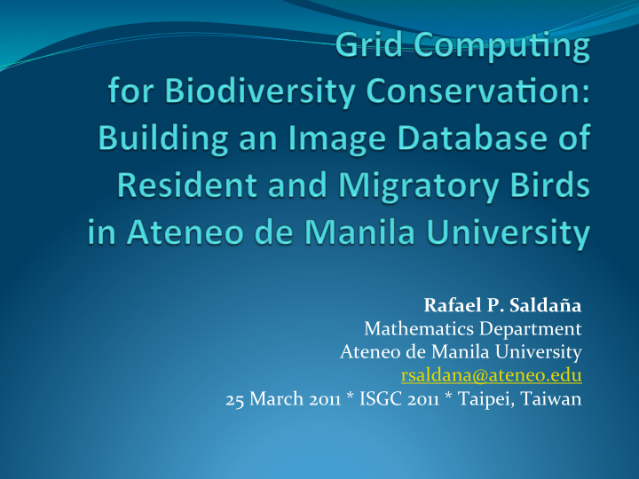 rafael p salda a mathematics department ateneo de manila