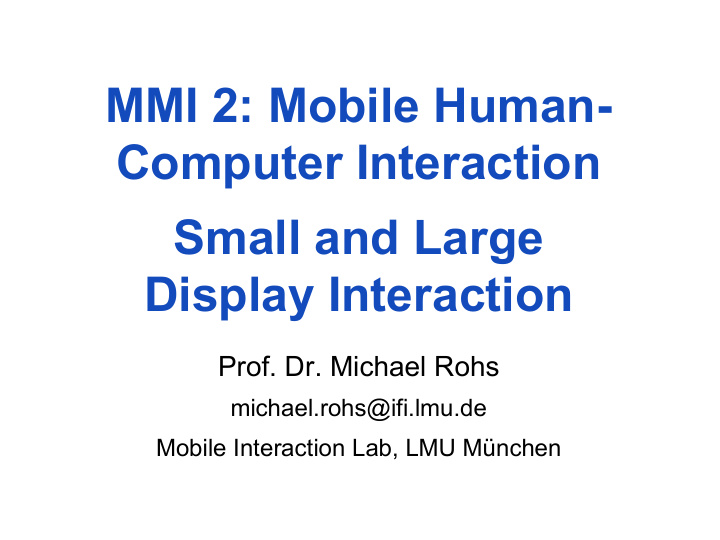 mmi 2 mobile human computer interaction