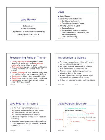 Java  Java Basics  Java Program Statements  Java Review  Conditional statements