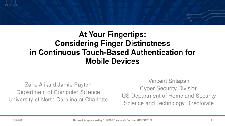 in continuous touch based authentication for