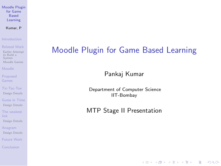 moodle plugin for game based learning