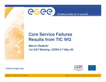Core Service Failures  Co e Se  ce  a u es  Results from TIC WG  Marcin Radecki  Marcin Radecki