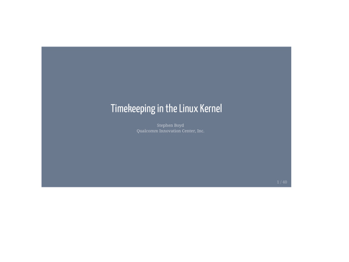 timekeeping in the linux kernel