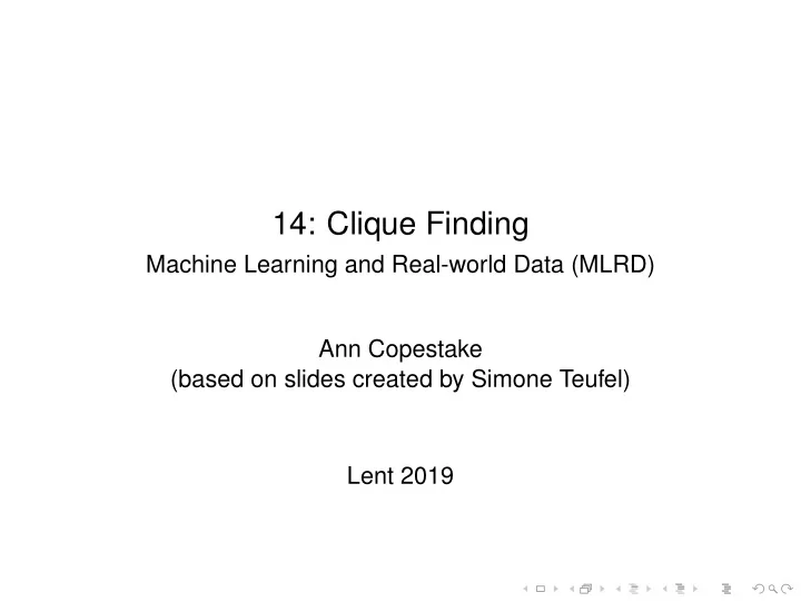 14 clique finding