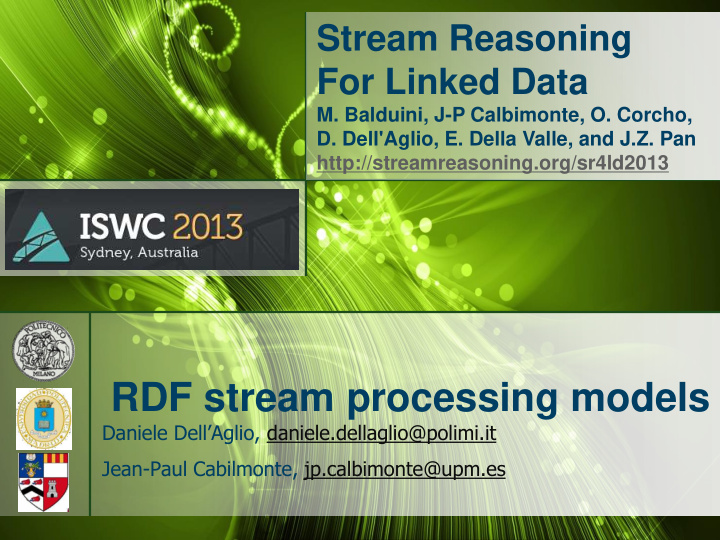 rdf stream processing models