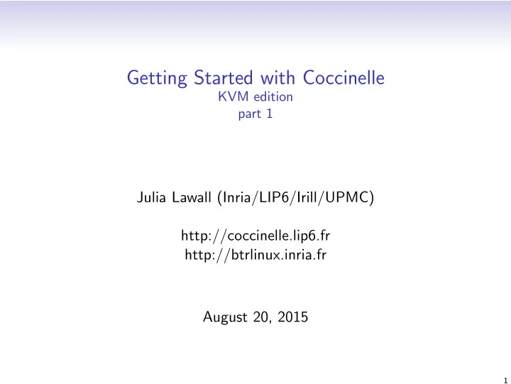 getting started with coccinelle