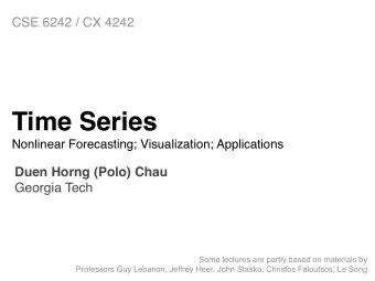 Last Time  Similarity search   Euclidean distance   Time-warping  Linear Forecasting   AR