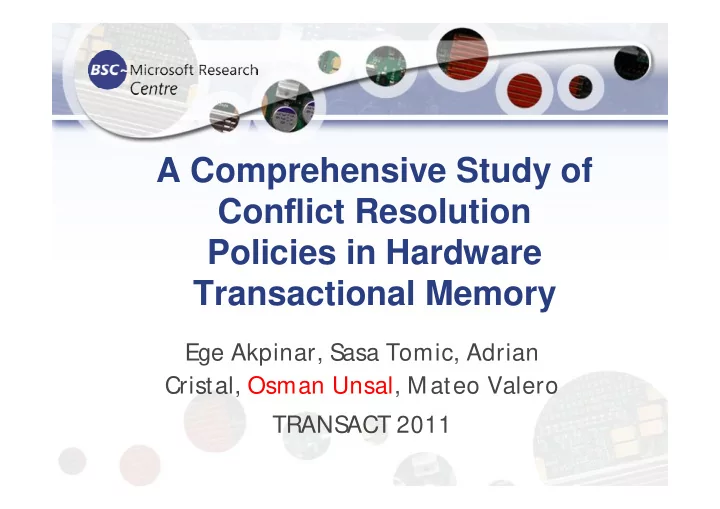 a comprehensive study of con fl ict resolution policies