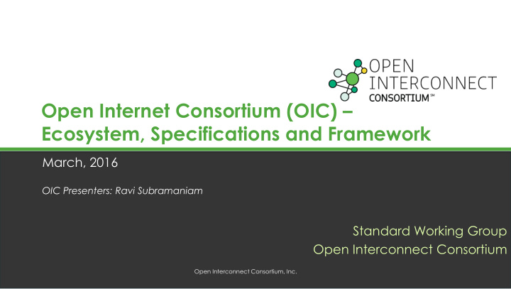 ecosystem specifications and framework