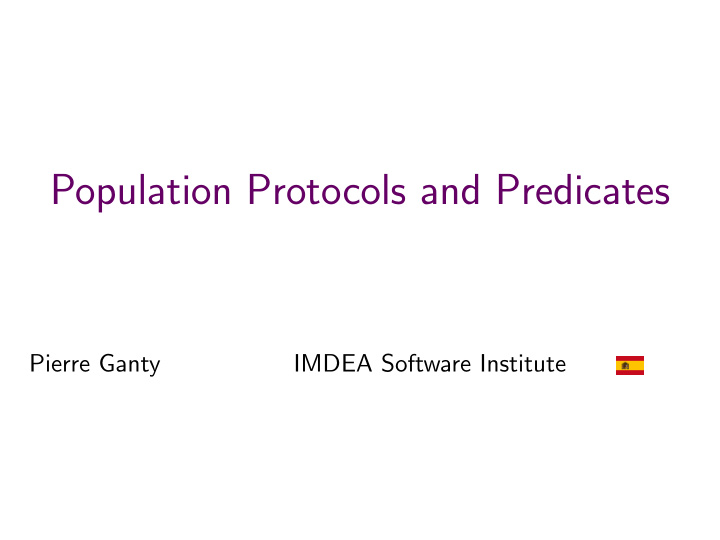 population protocols and predicates