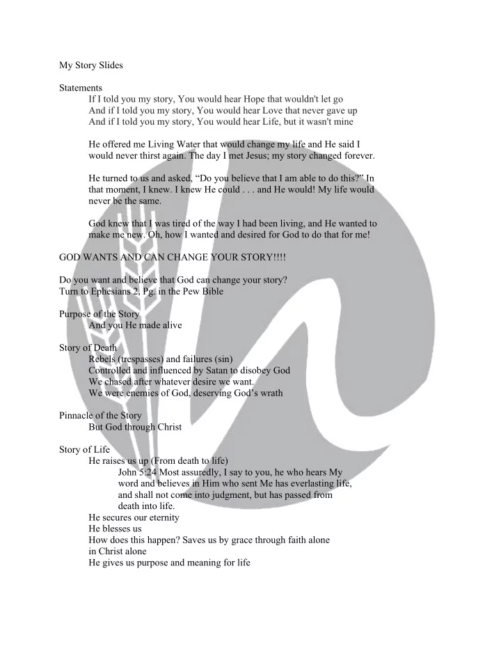 my story slides statements if i told you my story you