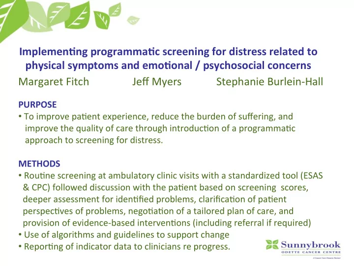 implemen ng programma c screening for distress related to