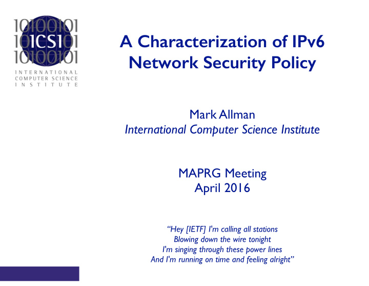 a characterization of ipv6 network security policy