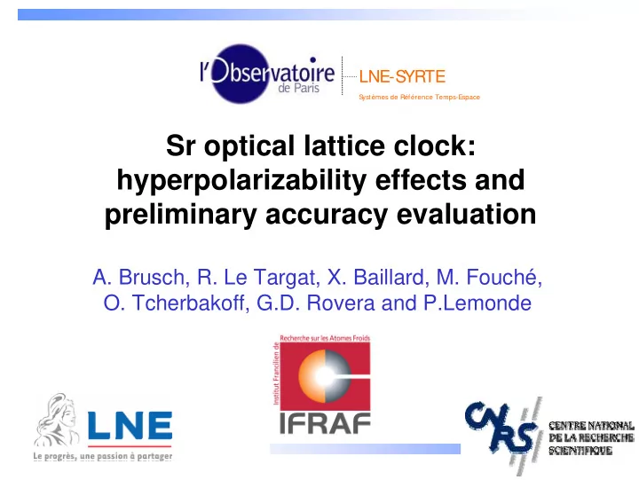 sr optical lattice clock hyperpolarizability effects and