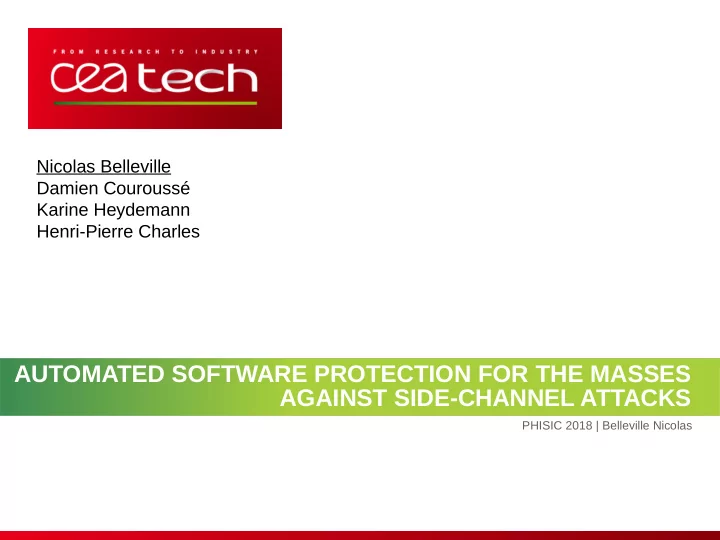 automated software protection for the masses against side
