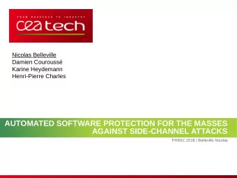 AUTOMATED SOFTWARE PROTECTION FOR THE MASSES  AGAINST SIDE-CHANNEL ATTACKS  PHISIC 2018 |