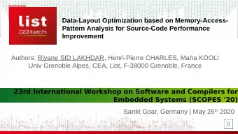 TITRE DE LA THESE  Pattern Analysis for Source-Code Performance  Improvement  Authors: Riyane SID