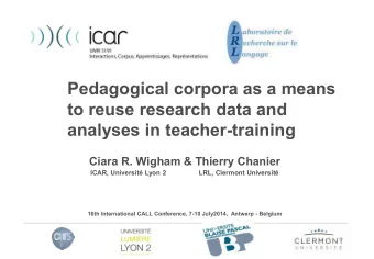analyses in teacher-training  Ciara R. Wigham &amp; Thierry Chanier  ICAR, Universit Lyon 2  LRL,