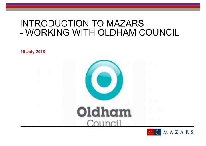 introduction to mazars working with oldham council