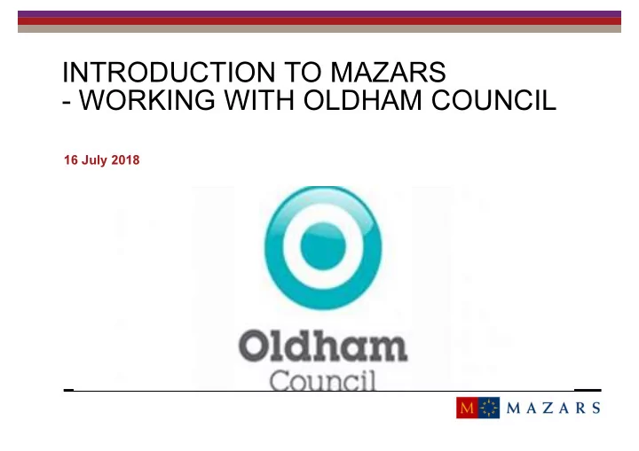 introduction to mazars working with oldham council