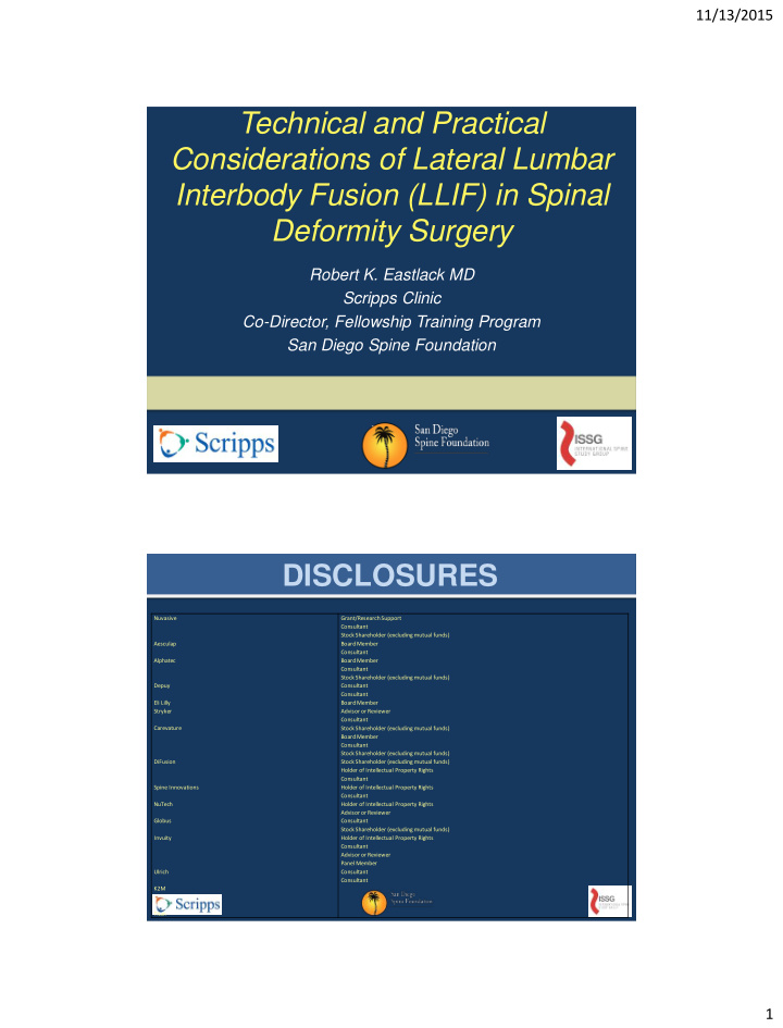 considerations of lateral lumbar