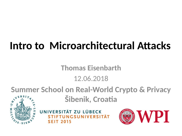 intro to microarchitectural atacks