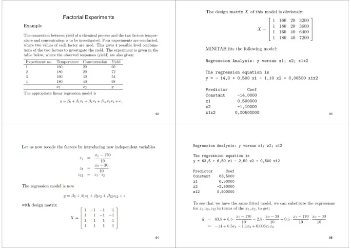 factorial experiments