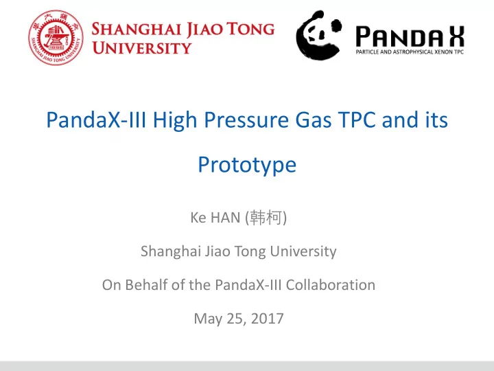 pandax iii high pressure gas tpc and its prototype