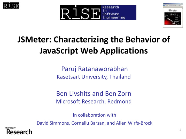 jsmeter characterizing the behavior of javascript web