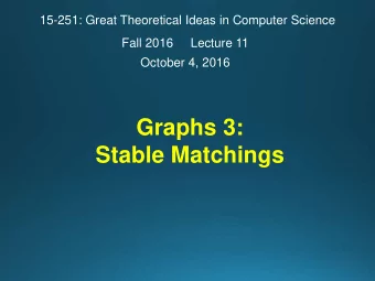 Stable Matchings  15-251: Great Theoretical Ideas in Computer Science  Fall 2016     Lecture 11