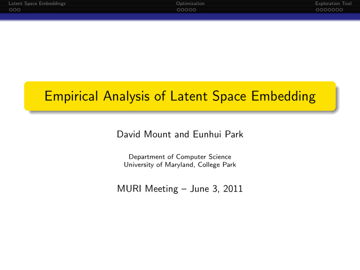 empirical analysis of latent space embedding