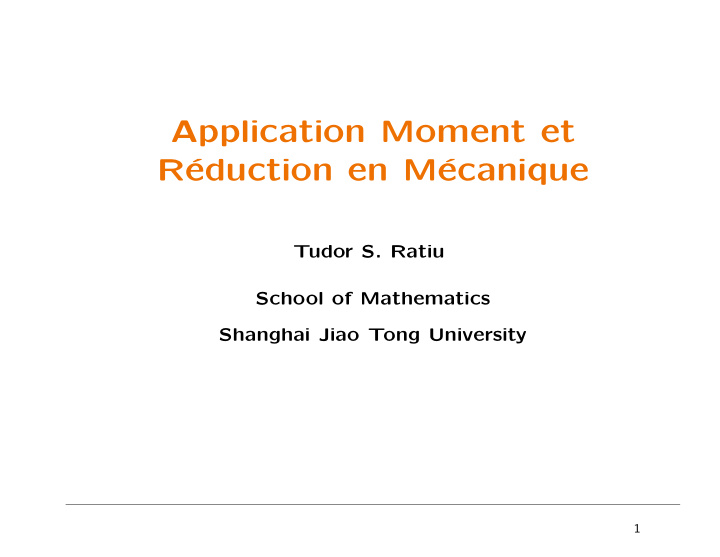 application moment et r eduction en m ecanique