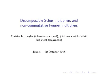 Decomposable Schur multipliers and  non-commutative Fourier multipliers  Christoph Kriegler