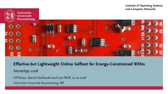 Effective but Lightweight Online Selftest for Energy-Constrained WSNs  SenseApp 2018  Ulf Kulau,