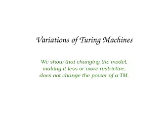 Variations of Turing Machines  We show that changing the model,  making it less or more