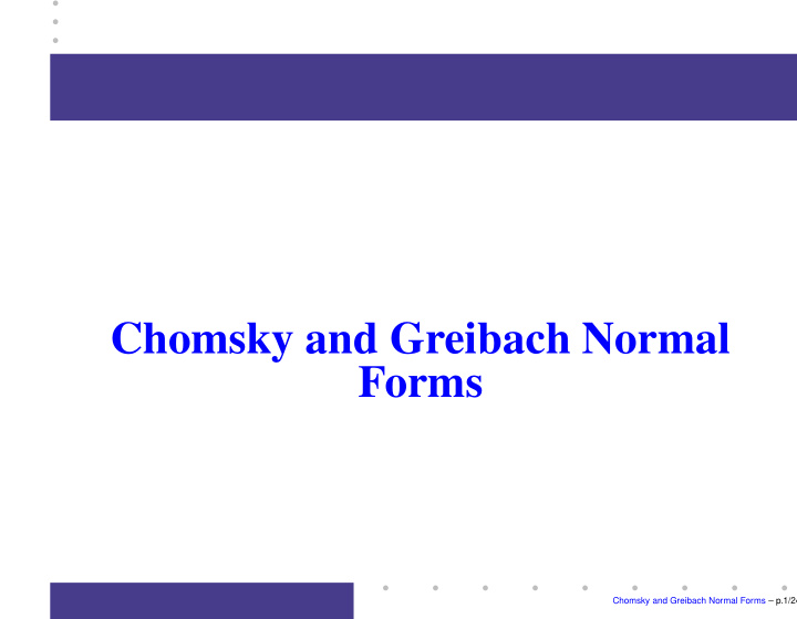 chomsky and greibach normal forms