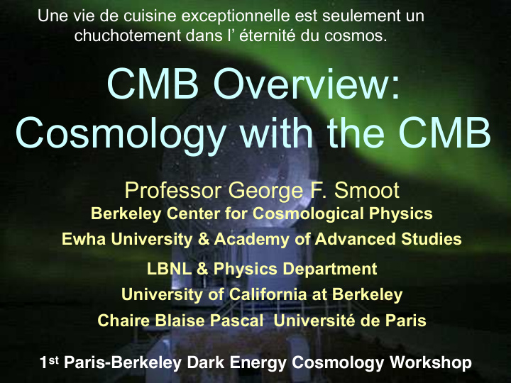 cmb overview cosmology with the cmb
