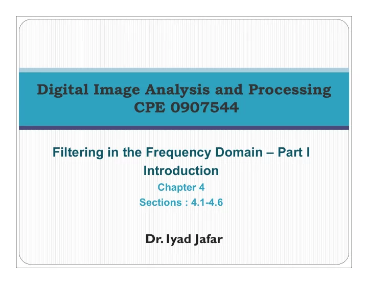 digital image analysis and processing cpe 0907544