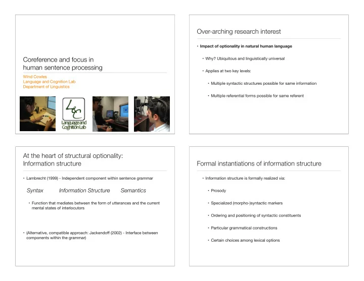 over arching research interest