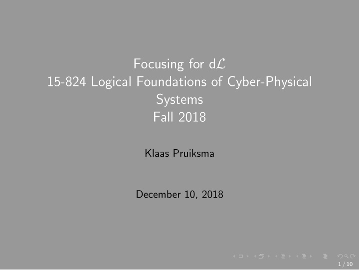 focusing for d l 15 824 logical foundations of cyber