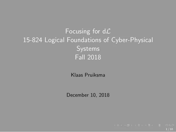 focusing for d l 15 824 logical foundations of cyber