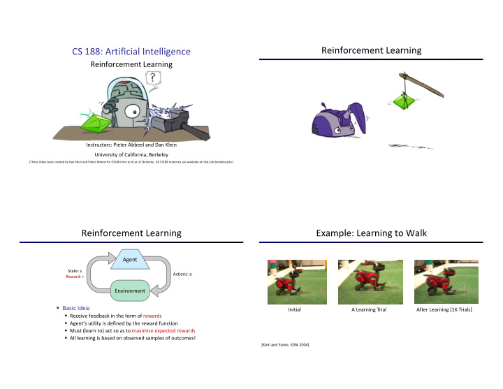 reinforcement learning cs 188 artificial intelligence