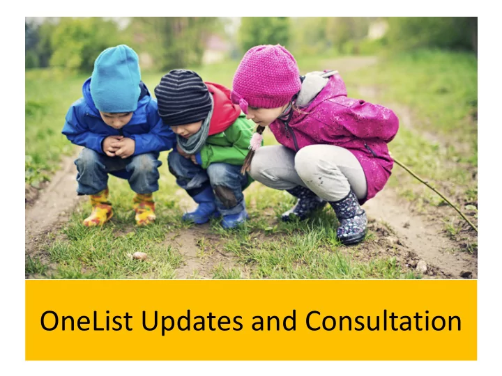 onelist updates and consultation how we got here