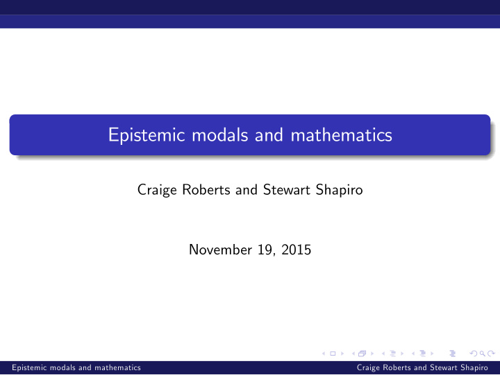 epistemic modals and mathematics