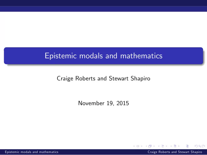 epistemic modals and mathematics