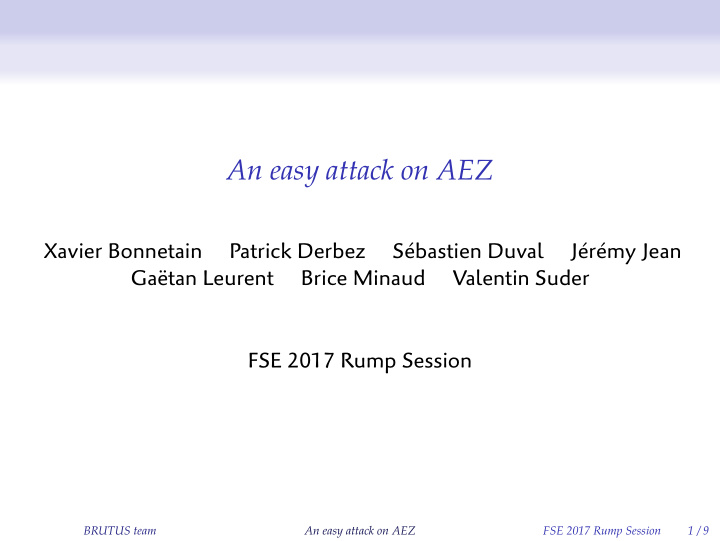 an easy attack on aez