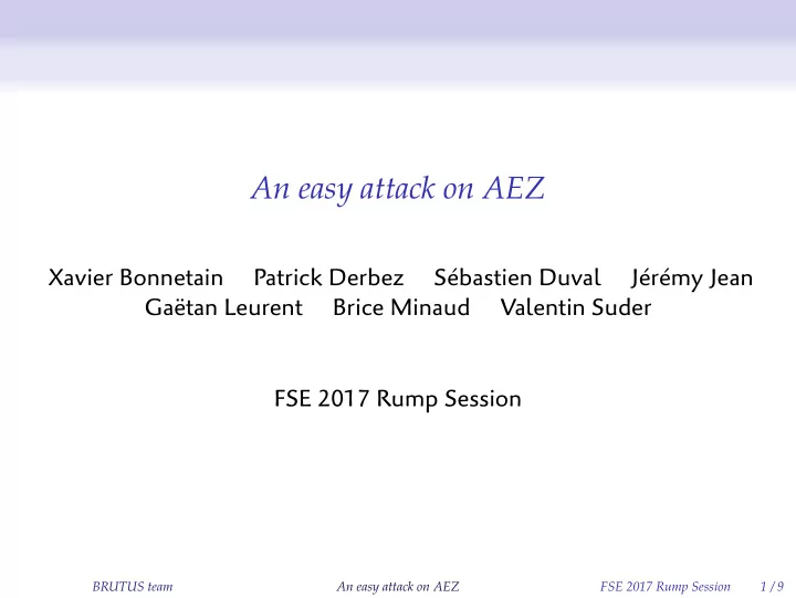 an easy attack on aez