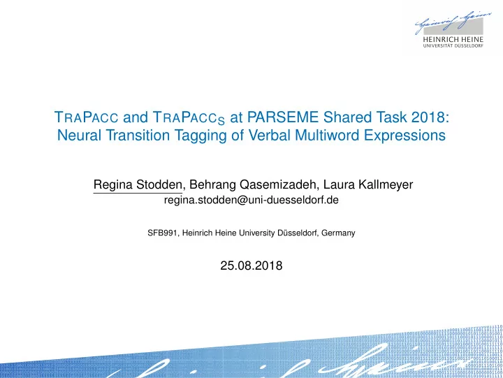 t ra p acc and t ra p acc s at parseme shared task 2018