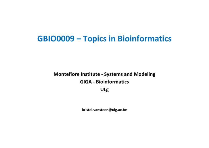 gbio0009 topics in bioinformatics